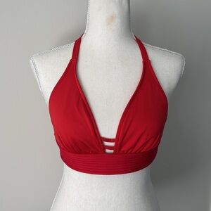 Kona Sol Triangle Halter Red Bikini Top